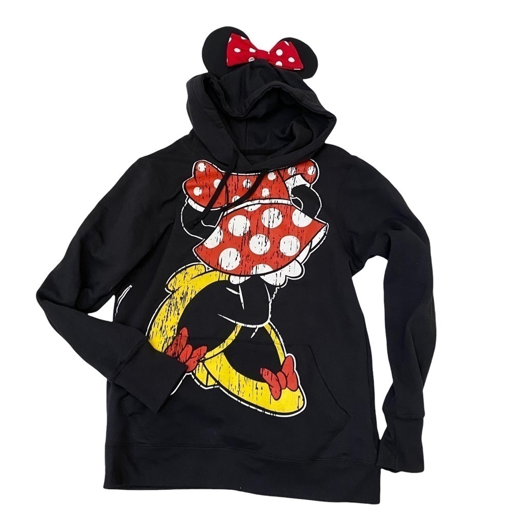 Disney Parks Pullover Hoodie Minnie Mouse Body Hoodie Ears Sz Med